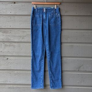 Anthropologie Maeve Junie High Rise Slim Jeans Sailor Pockets Size 27 Dark Wash